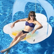 Honeydrill Inflatable Pool Float with Canopy, Water Lounger Raft Hammock for Adult