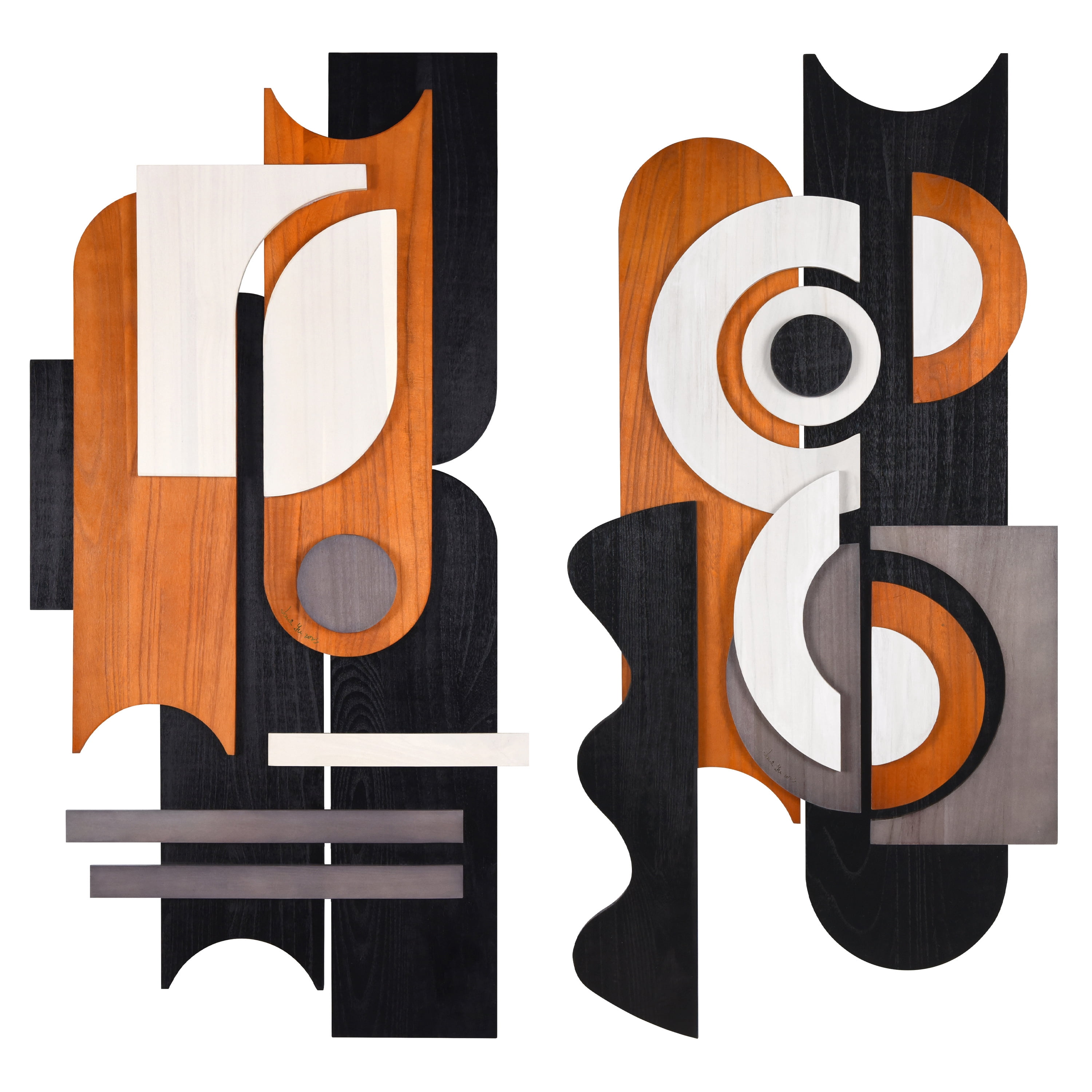 "Honeyed Dusk I & II" Hand Made & Hand Finished Dimensional Solid Wood Abstracts