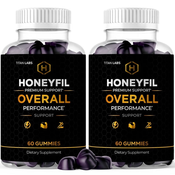 Honeyfil Overall Performance Support ACV Gummies Advanced Formula Vitamin Supplement Honey Fil Gummies - 2 Bottles (120 of Count Total)
