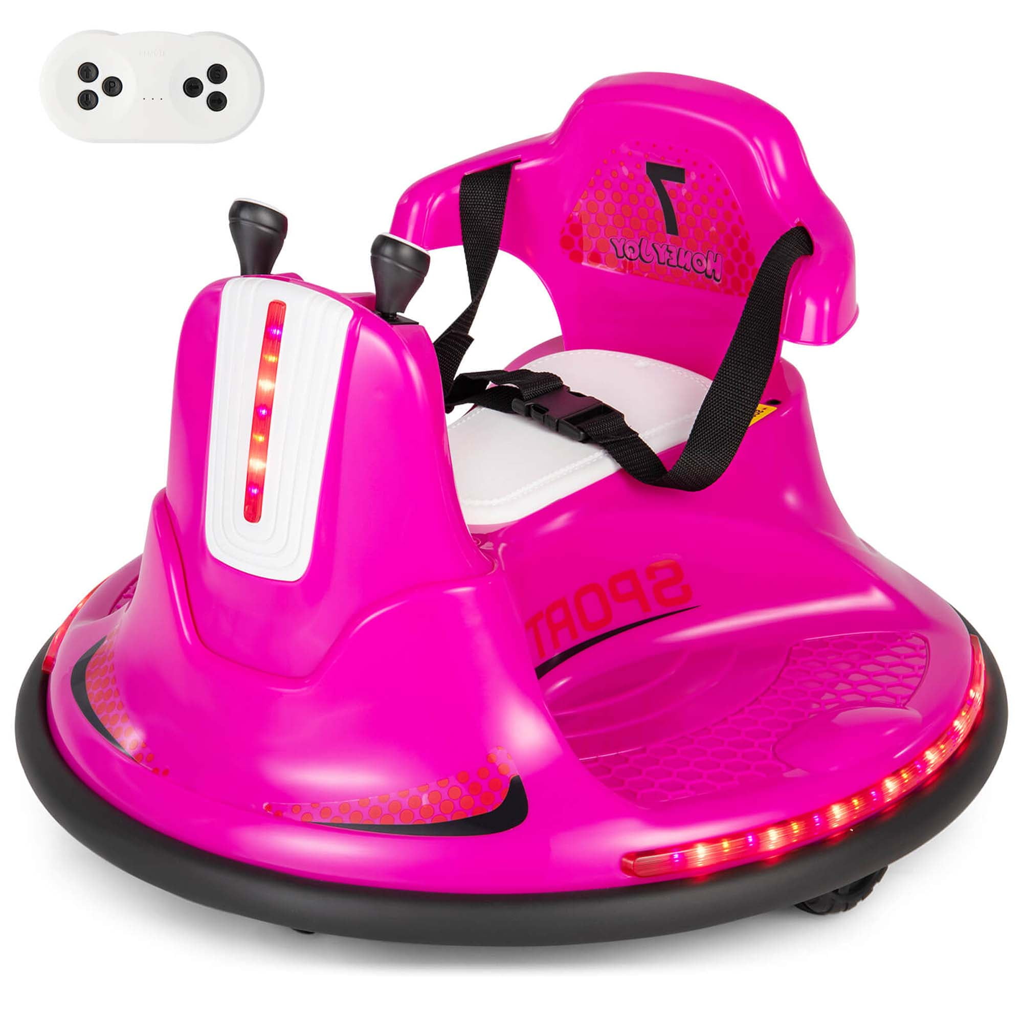 Costway 12V Bumper Car for Kids Toddlers Electric Ride On Car Vehicle with 360° Spin Pink