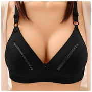 Honeylove Bra Womens Thin Unwired Underwear Bra Jacquard Bra Seamless Bras for Women(Color:Black,Size:95C)