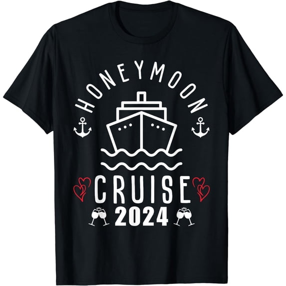 Honeymoon Cruise 2024 Couples Husband Wife Anniversary Vacay T-Shirt