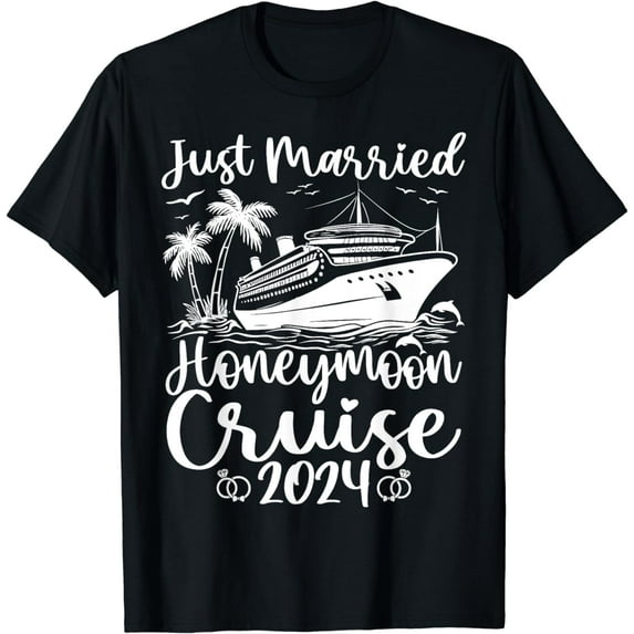 Honeymoon Cruise for Matching Couples 2024 Just Married T-Shirt