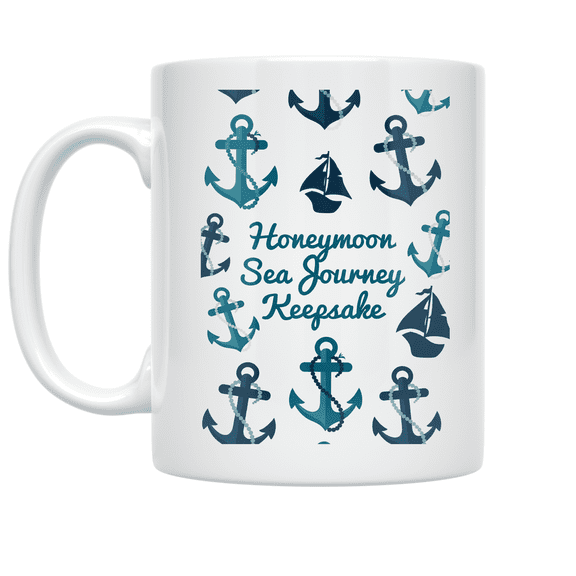 Honeymoon Sea Journey Keepsake - Newlywed Couples - 11 oz Ceramic Coffee Mug