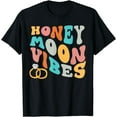 thumbnail image 1 of Honeymoon Vibes Retro Groovy Vintage Just Maried Couple T-Shirt, 1 of 3