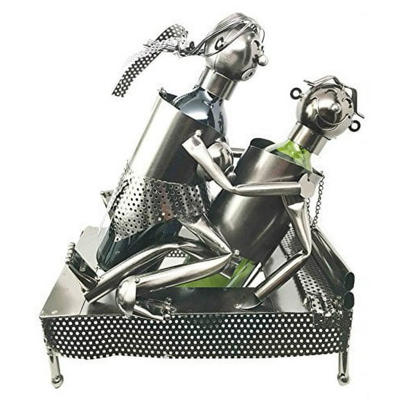 Honeymoon Wedding Couple Making Love Hand Made Steel Metal Wine Bottle Holder Caddy