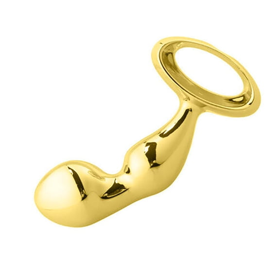 Honeypleasures Gold Metal Butt Plug with Jeweled Pull Ring
