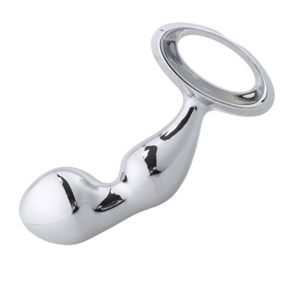 Honeypleasures Silver Metal Butt Plug with Jeweled Pull Ring