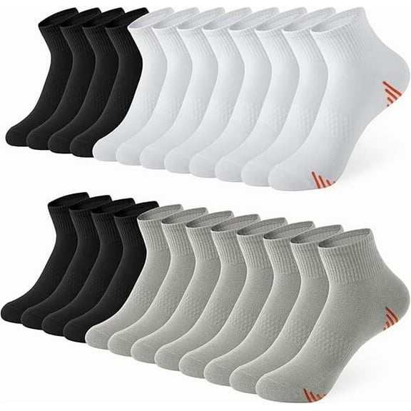 Honeysea 12 Pairs Crew Socks for Women Men - Running Ankle Socks Lightweight Breathable Athletic Socks with Arch Support