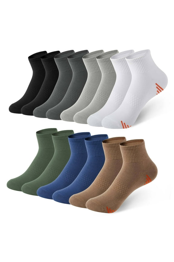 12 Pairs Crew Socks for Women Men - Running Ankle Socks Lightweight Breathable Athletic Socks with Arch Support
