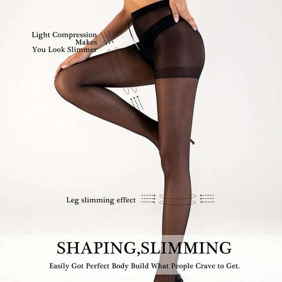 Honeysea 3 Pairs Sheer Tights for Women, 20D Black Tights High Waist Pantyhose with Reinforced Toe