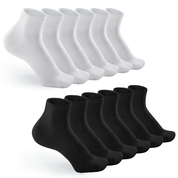 Honeysea 6/12 Pairs Quarter Socks for Women Men - Casual Crew Socks Arch Support Breathable Socks Quarter Socks Unisex