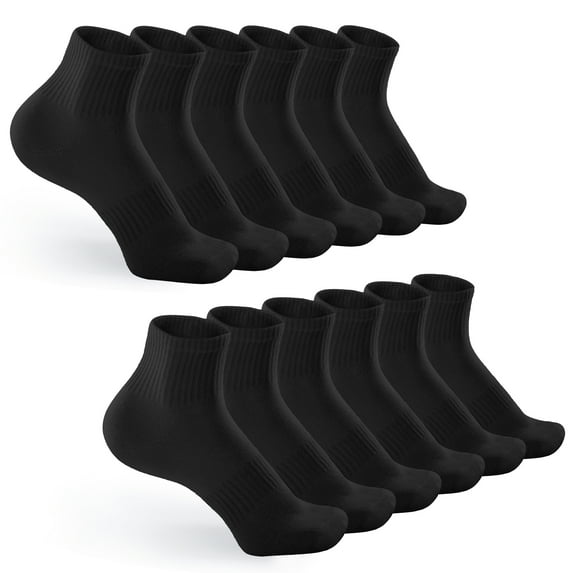 Honeysea 6/12 Pairs Quarter Socks for Women Men - Casual Crew Socks Arch Support Breathable Socks Quarter Socks Unisex
