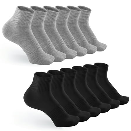 Honeysea 6/12 Pairs Quarter Socks for Women Men - Casual Crew Socks Arch Support Breathable Socks Quarter Socks Unisex