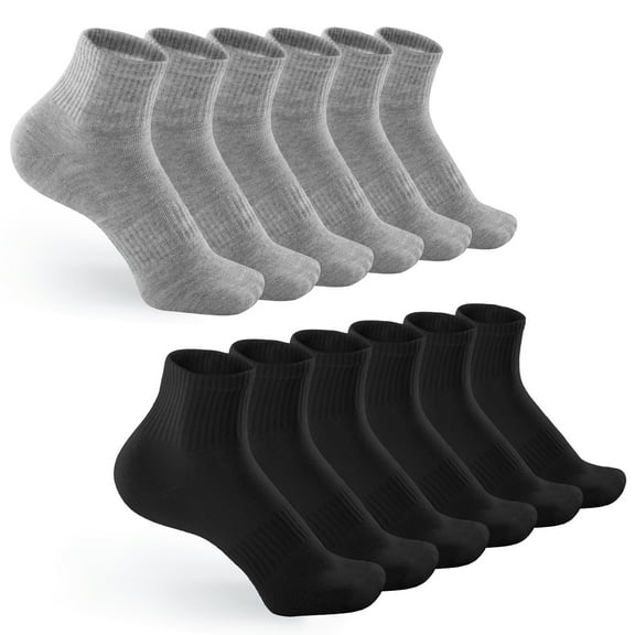 Honeysea 6/12 Pairs Quarter Socks for Women Men - Casual Crew Socks Arch Support Breathable Socks Quarter Socks Unisex