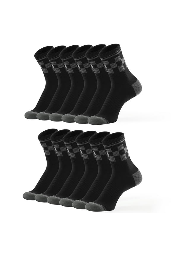 6-Pack Crew Socks for Men & Women, Checkered Quarter Socks Men Casual Womens Crew Socks Running Long Socks for Women