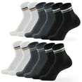 thumbnail image 1 of Honeysea 6-Pack Quarter Socks For Men & Women, Striped Crew Socks For Women Arch Compression Running Socks Soft Mens Ankle Socks, 1 of 7
