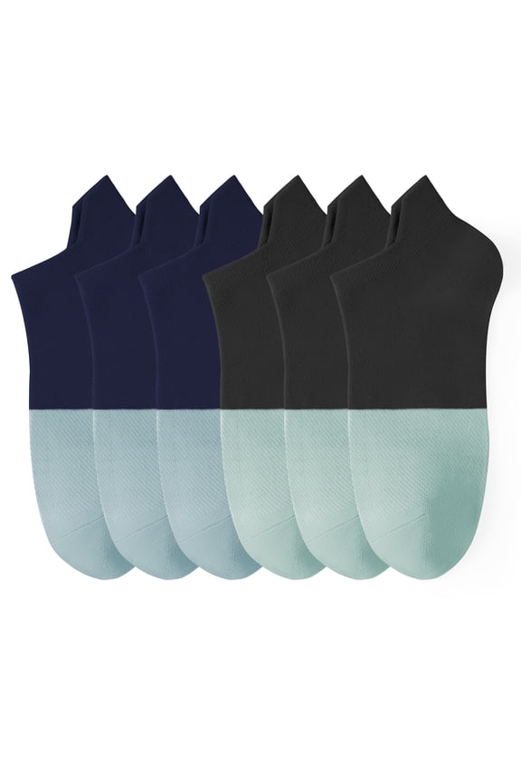 6 Pairs Ankle Socks for Women Men - Breathable Athletic Ankle Socks Non Slip Socks Low Cut Lightweight Socks with Tab