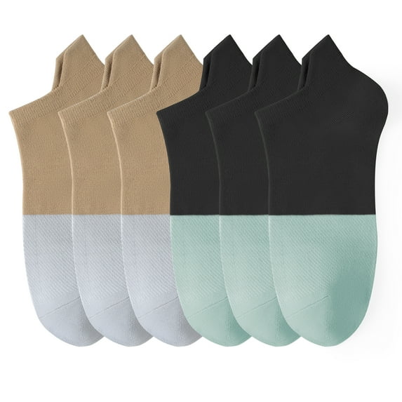 Honeysea 6 Pairs Ankle Socks for Women Men - Breathable Athletic Ankle Socks Non Slip Socks Low Cut Lightweight Socks with Tab