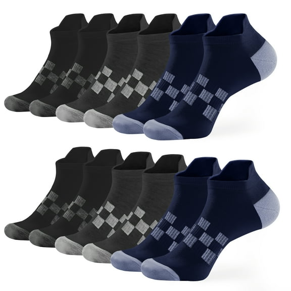 Honeysea 6 Pairs Ankle Socks for Women Men - Checkered Breathable Running Socks Tab Athletic Ankle Socks with Arch Support