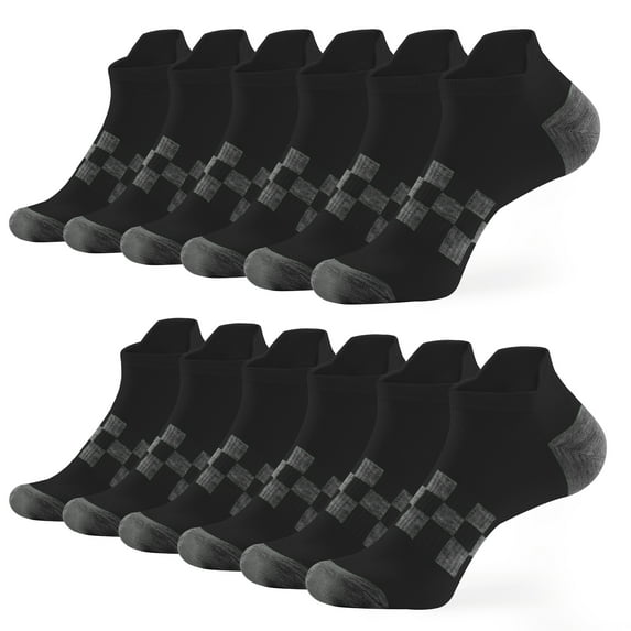 Honeysea 6 Pairs Ankle Socks for Women Men - Checkered Breathable Running Socks Tab Athletic Ankle Socks with Arch Support