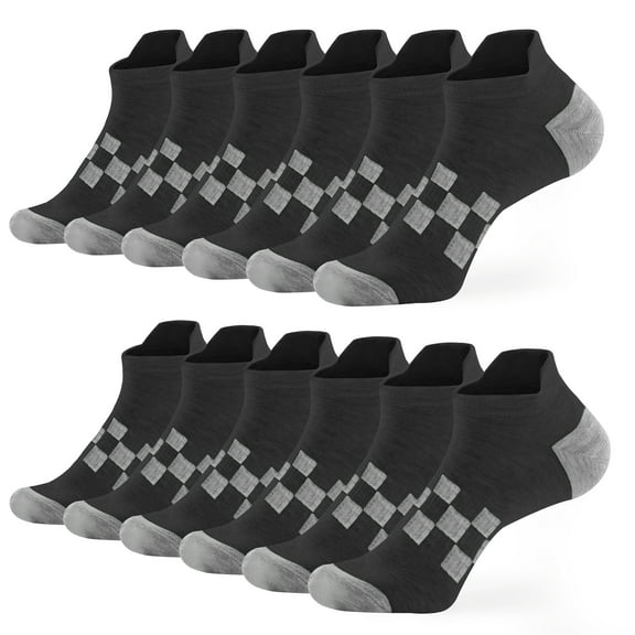 Honeysea 6 Pairs Ankle Socks for Women Men - Checkered Breathable Running Socks Tab Athletic Ankle Socks with Arch Support