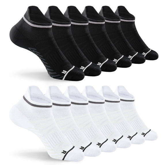 Honeysea 6 Pairs Compression Sports Socks, Thick Cushion Athletic Socks Breathable Performance Ankle Socks Anti-Blister Unisex