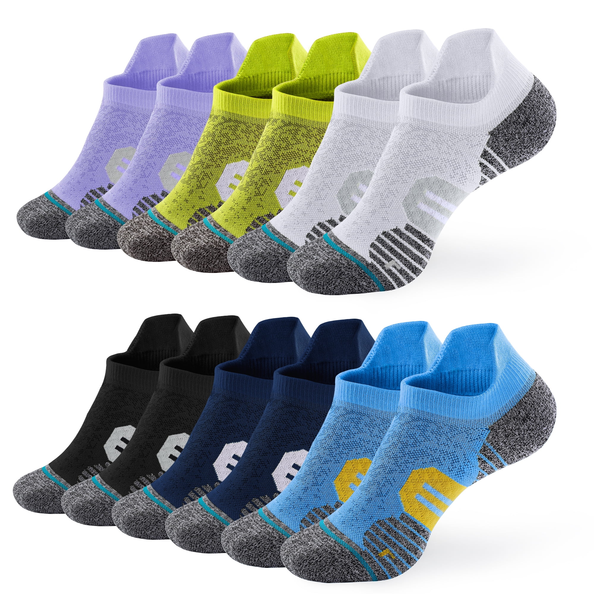Felicigeely 6 Pairs Low Cut Ankle Socks For Men & Women - Moisture Wicking, Cushioned, Non-Slip Sport Socks