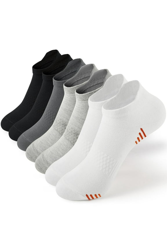 7 Pairs Women's Ankle Athletic Running Socks, Crew Socks Breathable Mesh with Heel Pull Tab