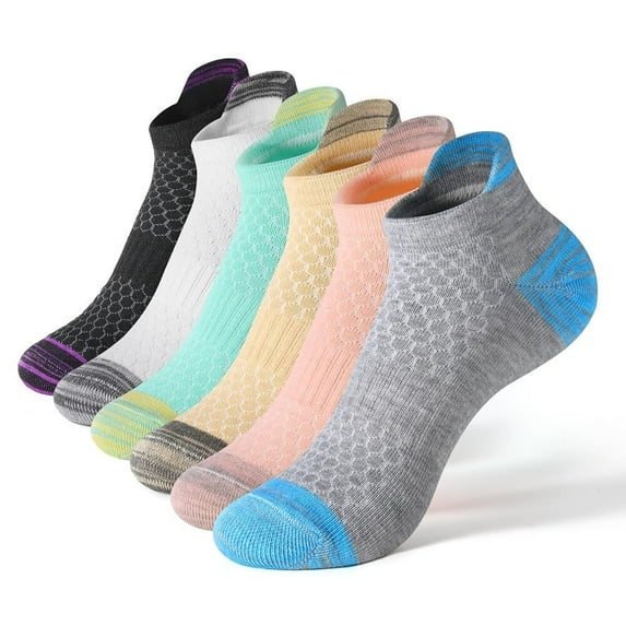 Honeysea Ankle Socks for Women, 6 Pairs Athletic Cushioned Running Socks Crew Socks for Women Men