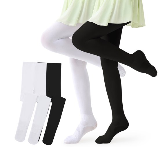 Honeysea Ballet Tights for Girls & Toddler - Ankle Support Girls Dance Tights Elastic Soft Girls Tights for Uniforms, Dresses
