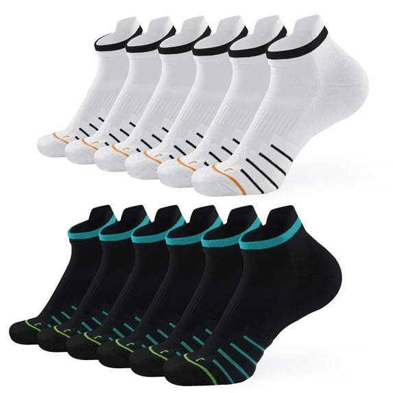 Honeysea Running Socks for Women & Men, 6 Pairs Performance Athletic Socks Anti Blister Cushioned Ankle Socks with Arch Support
