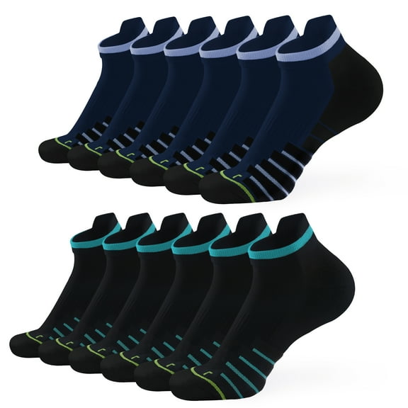 Honeysea Running Socks for Women & Men, 6 Pairs Performance Athletic Socks Anti Blister Cushioned Ankle Socks with Arch Support