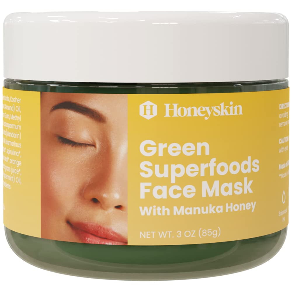 Honeyskin Organic Green Superfood Clay Mask, Face Masks Beauty 3oz