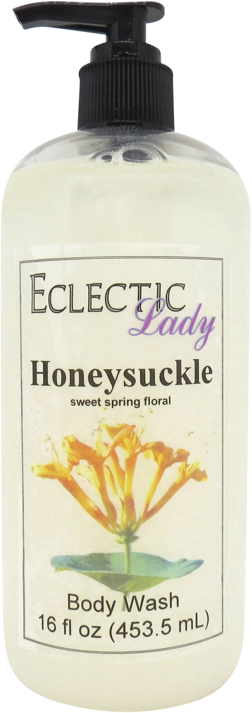 Honeysuckle Body Wash by Eclectic Lady, Liquid Shower Gel for Women and Men, 16 Ounces