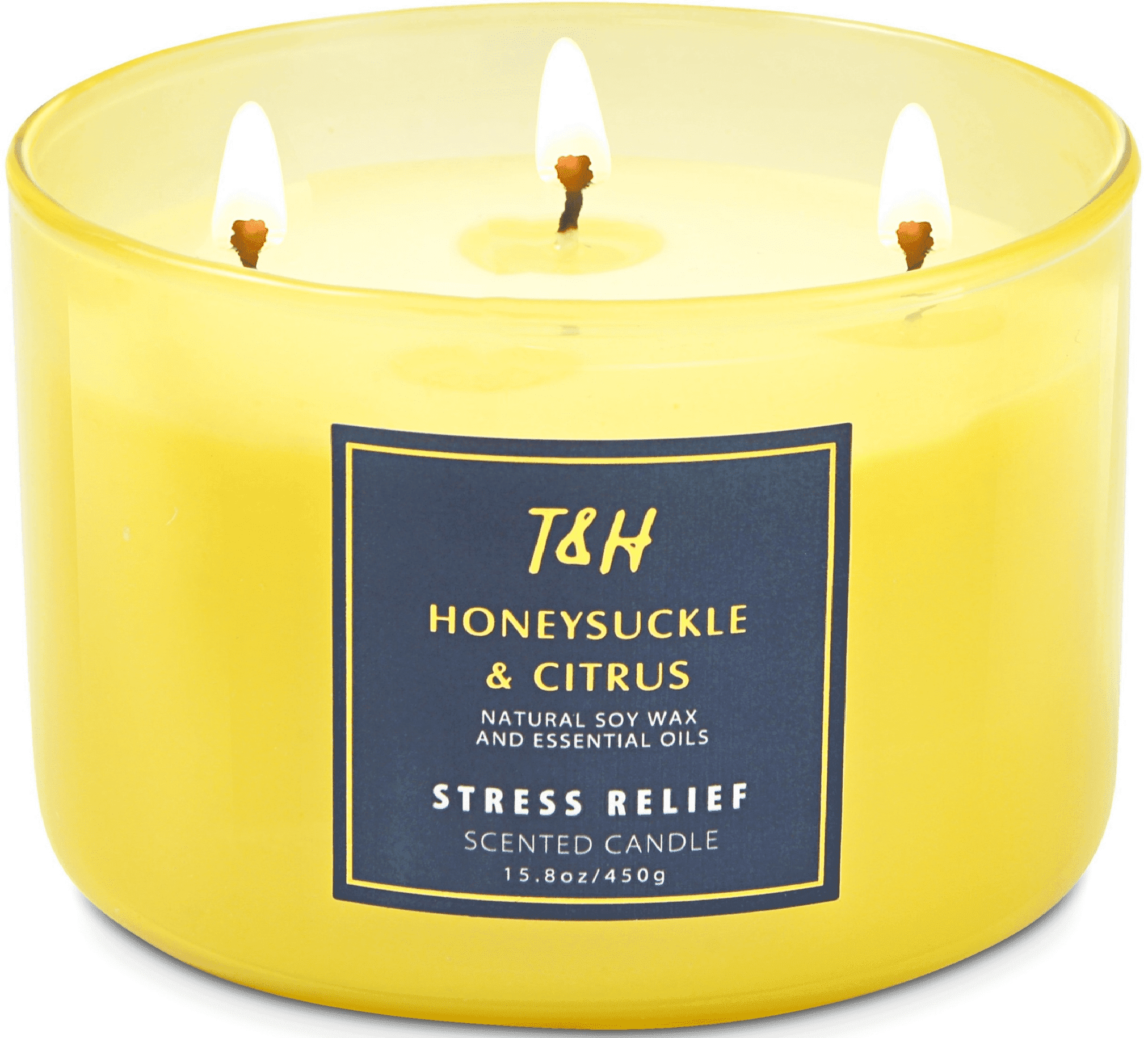 Honeysuckle Citrus Scented Candle 3 Wick Aromatherapy Candle Long Lasting and Clean Burning Soy Candle for Men and Women Relaxing Candle for Home Scented