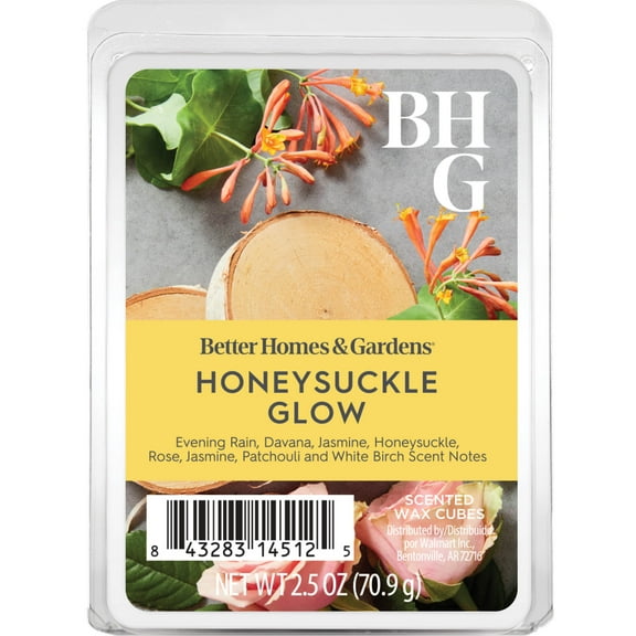 Honeysuckle Glow Scented Wax Melts, Better Homes & Gardens, 2.5 oz (1-Pack)