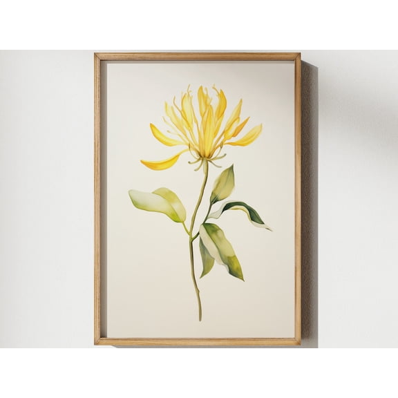 Honeysuckle June Birth Flower Wall Art, Simple Nature Design, Unframed Paper Poster 8x10in