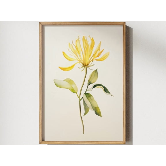 Honeysuckle June Birth Flower Wall Art, Simple Nature Design, Unframed Paper Poster 8x10in