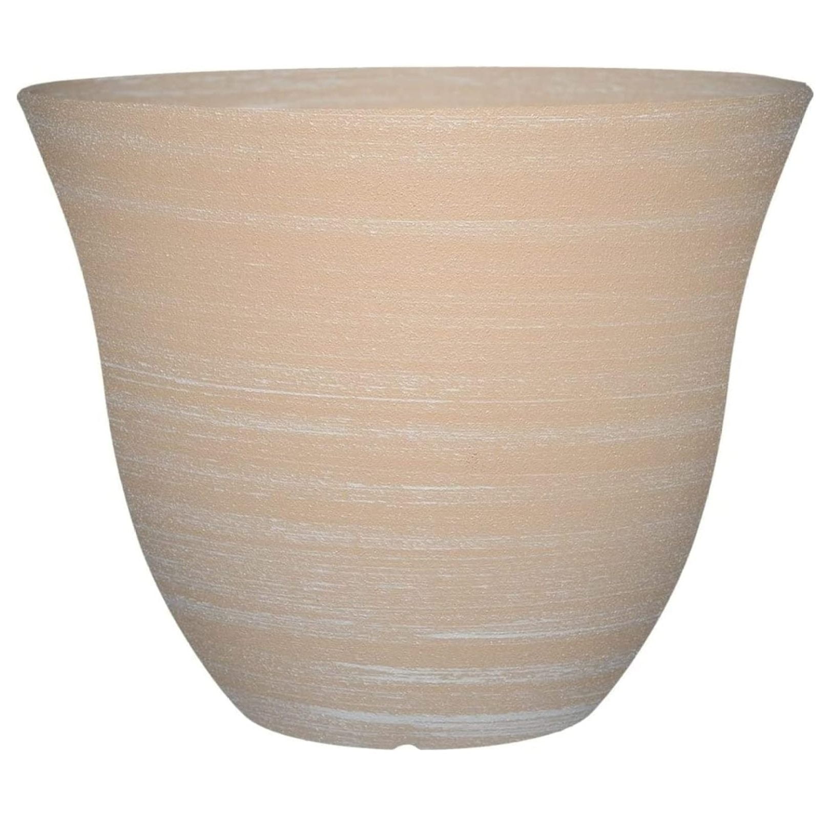 Beige 13-Inch Resin Indoor/Outdoor Round Planter
