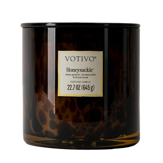 Honeysuckle Scented Soy Wax Candle, Tortoiseshell Pattern Decorative Home Decor, Floral Aroma with Citrus and Jasmine Notes, 100 Hour Burn Time, gray