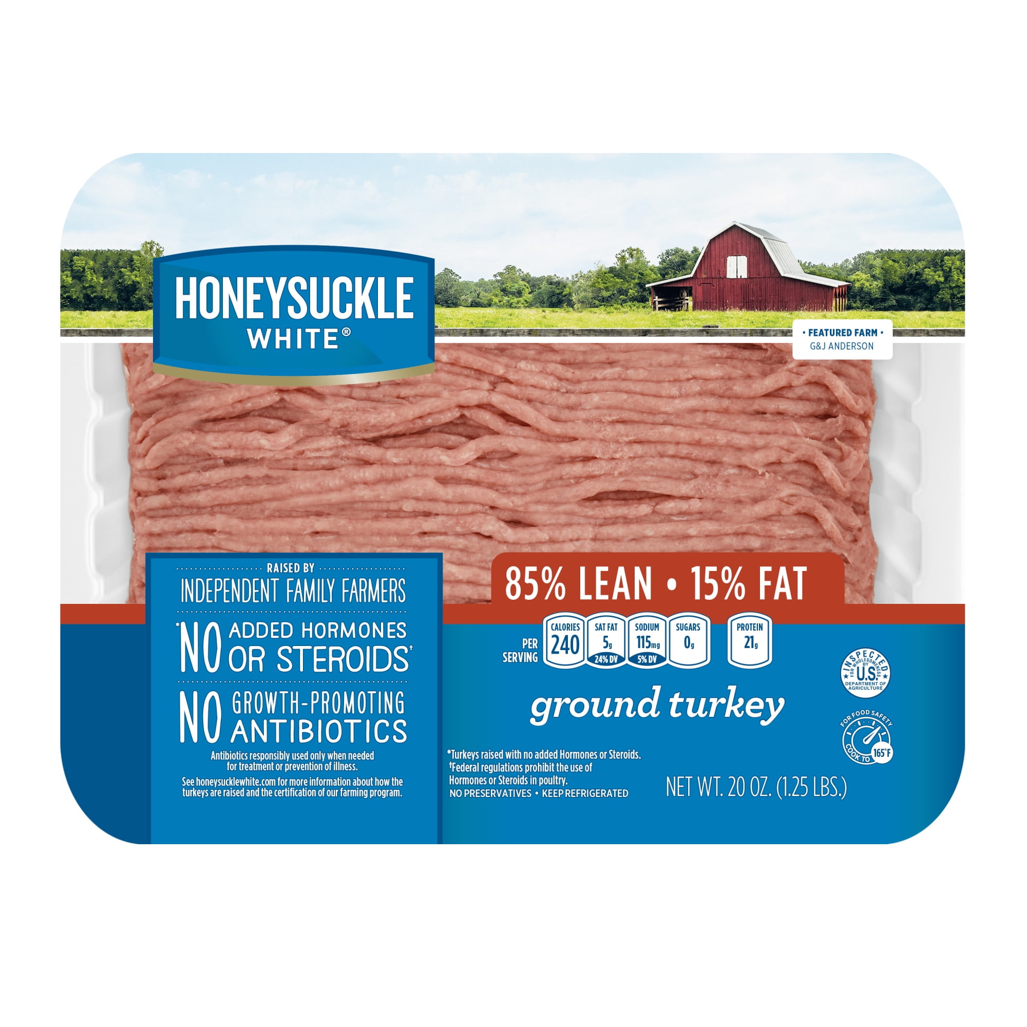 Honeysuckle White 85% Lean / 15% Fat Ground Turkey Tray, Fresh, 1.25 lbs.