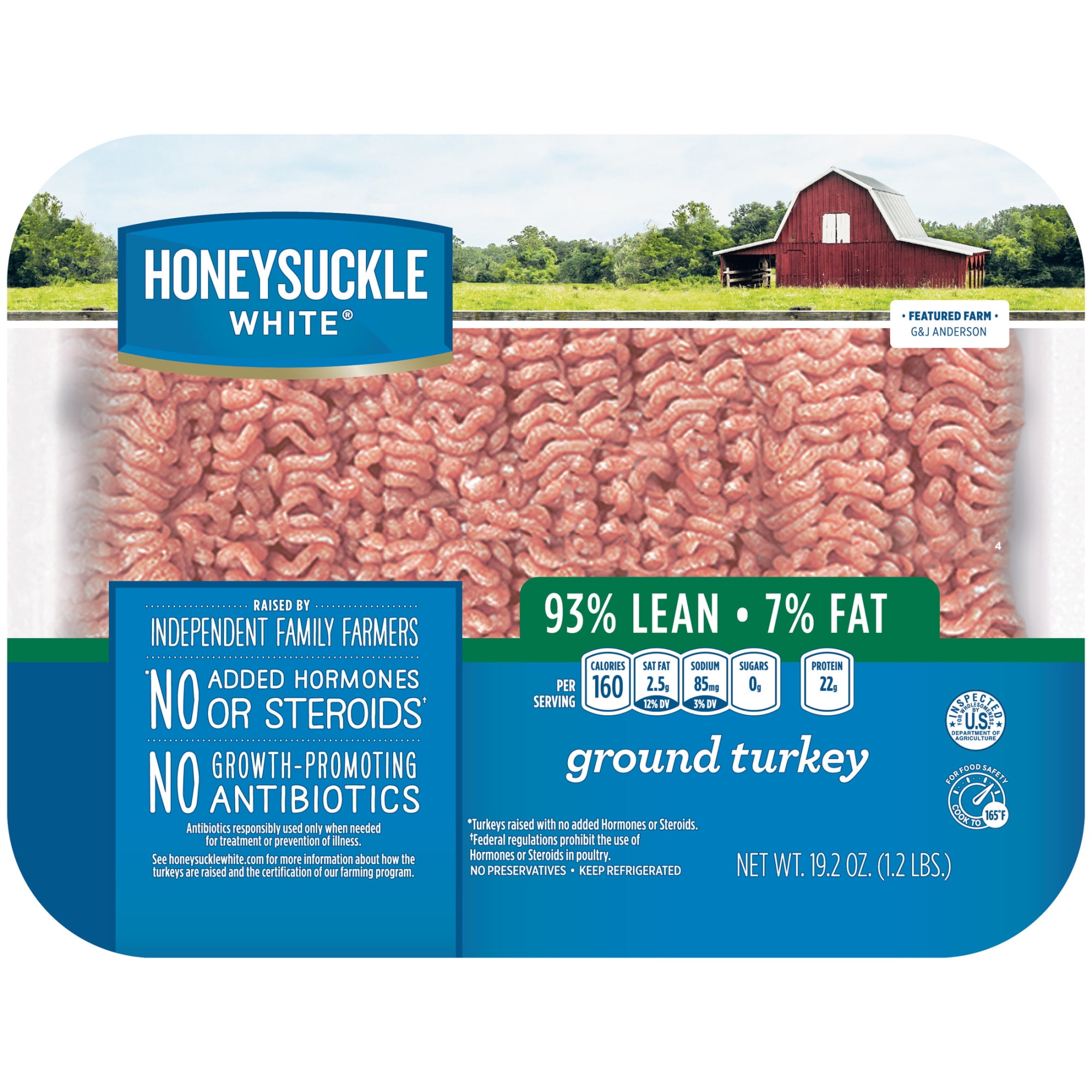 Honeysuckle White 93% Lean / 7% Fat Ground Turkey Tray, Fresh, 1.2 lbs.