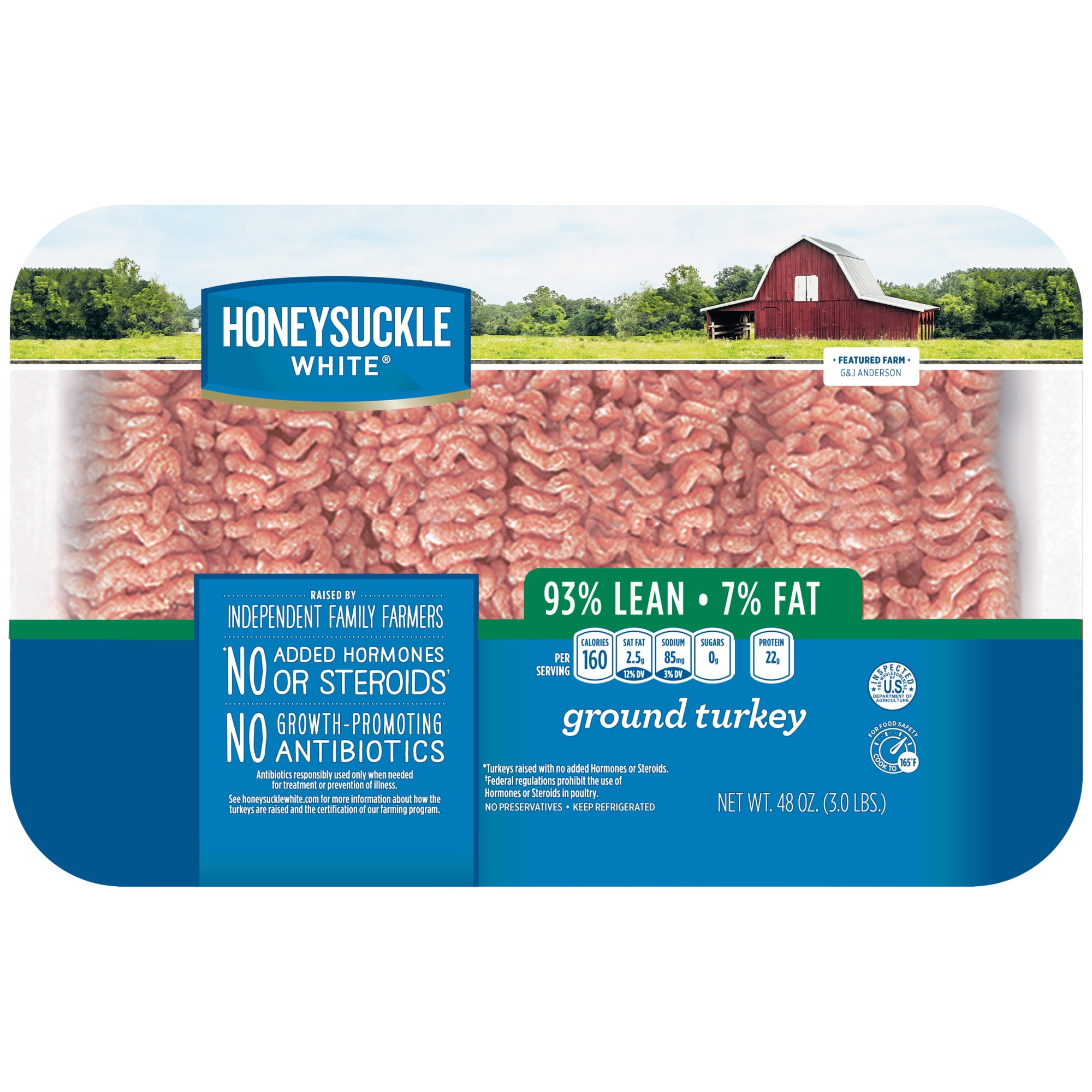 Honeysuckle White 93% Lean / 7% Fat Ground Turkey Tray, Fresh, 3 lbs.