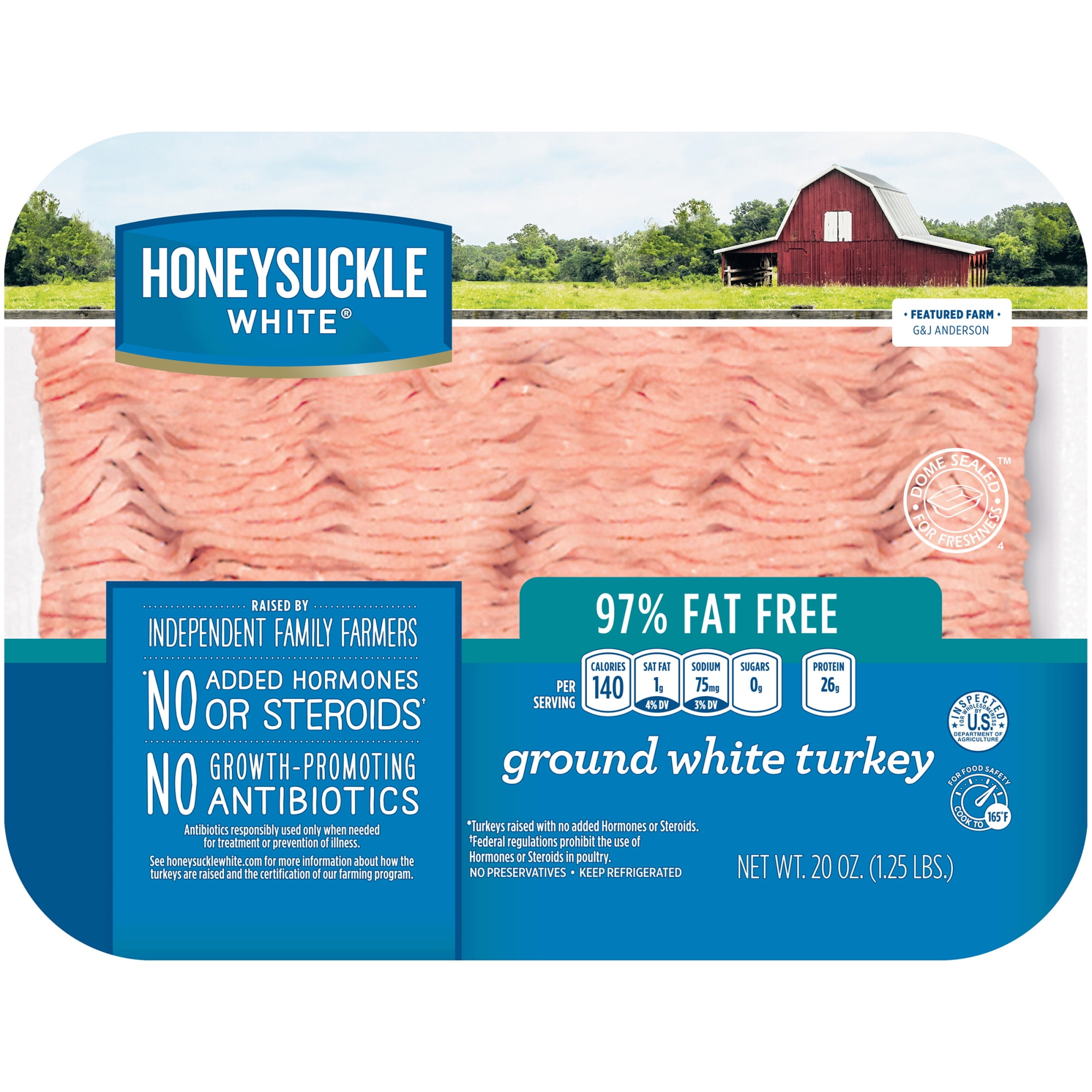 Honeysuckle White 97% Fat Free Ground White Turkey Tray, Fresh, 1.25 lbs.