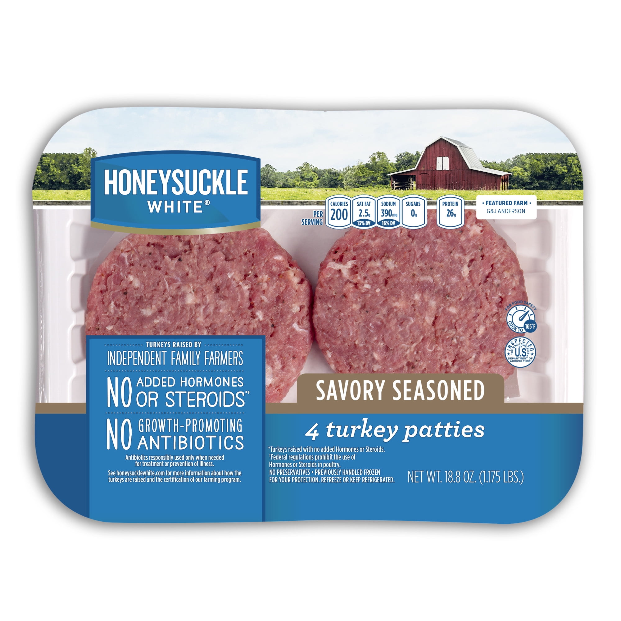 Honeysuckle White Savory Seasoned Turkey Patties 4 count, 1.18 lbs