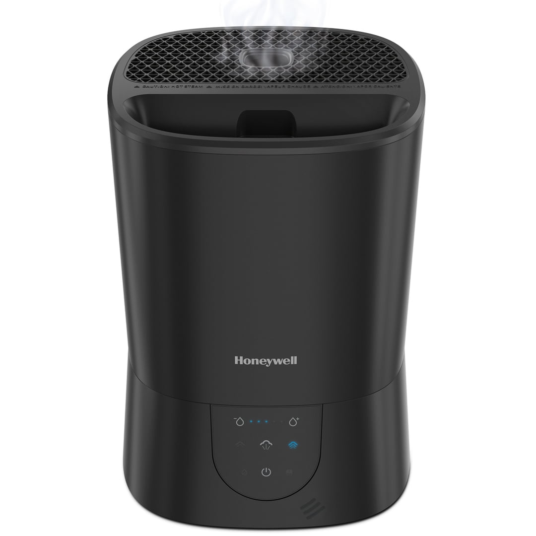 Honeywell 1.5 gal. 500 sq ft Filter Free Warm Mist Humidifier with Essential Oil Cup, Black, HWM440