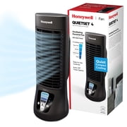 Honeywell 13 Black QuietSet Oscillating Table Fan, 10ft Air Circulation Power, 4 Speed, Auto Off Timer, HTF210