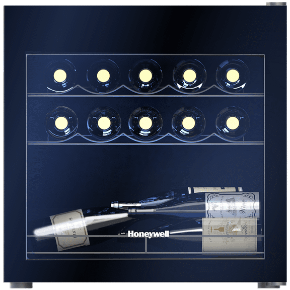 Honeywell 18.9 in. Single Zone 14 Bottle Freestanding Countertop Wine Cooler in Black with Slide Out Wire Shelving