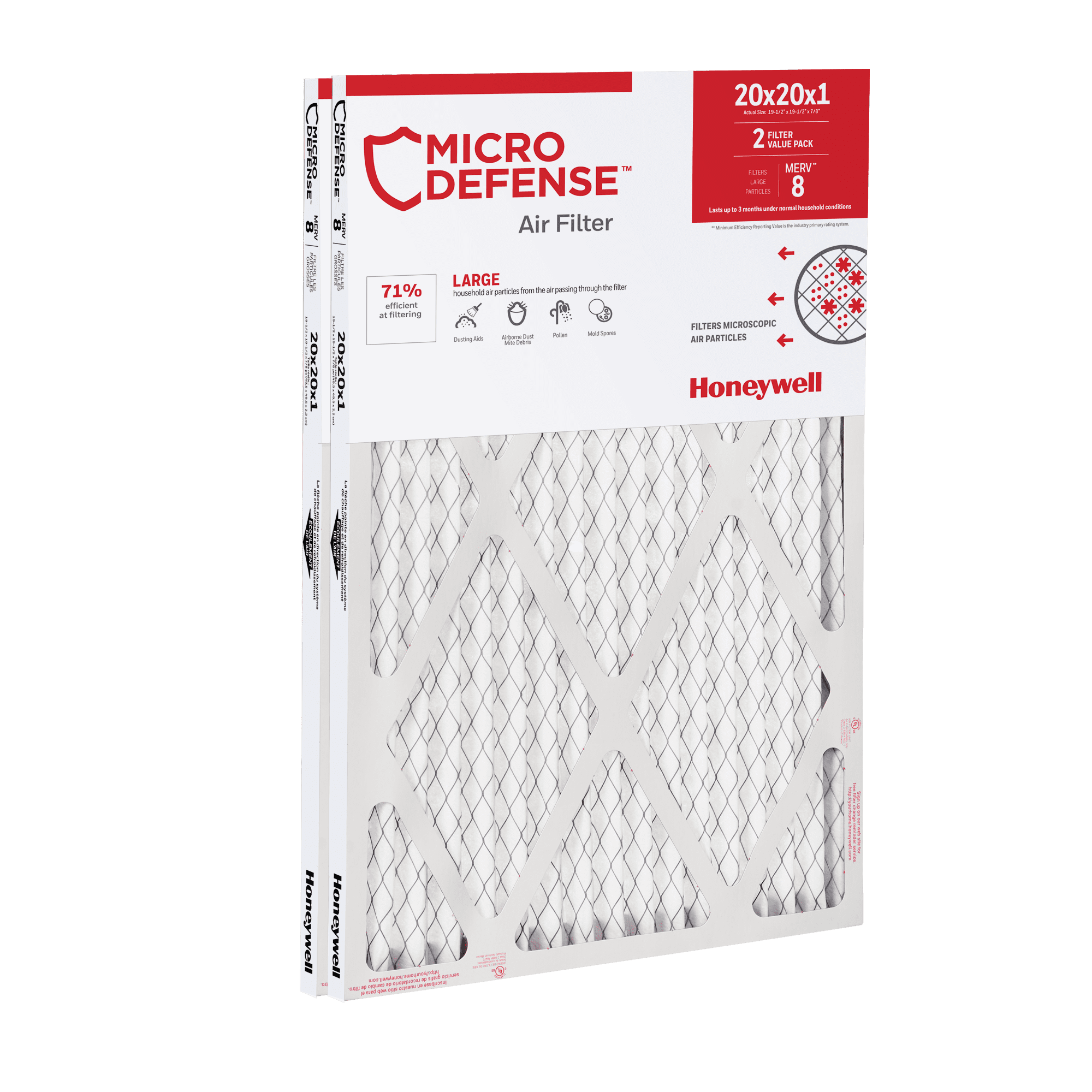 Honeywell 20x20x1 Air Filter Standard Efficiency 2PK Walmart